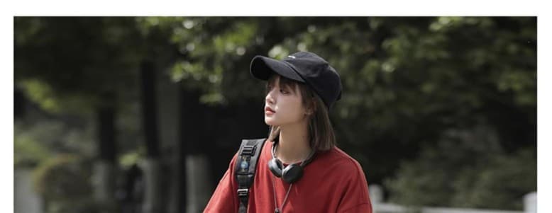 赤コーデ 赤コーデ ゆったり五分袖リラックスシルエット