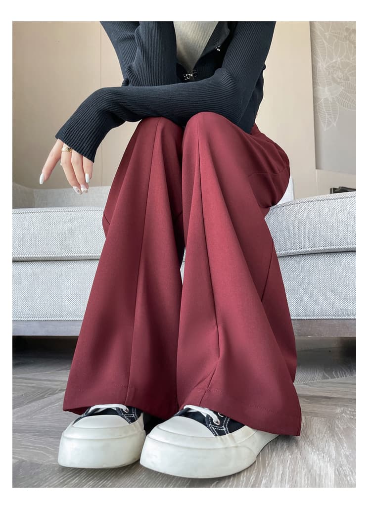 赤コーデ 赤コーデ 優雅なワイドシルエットパンツ
